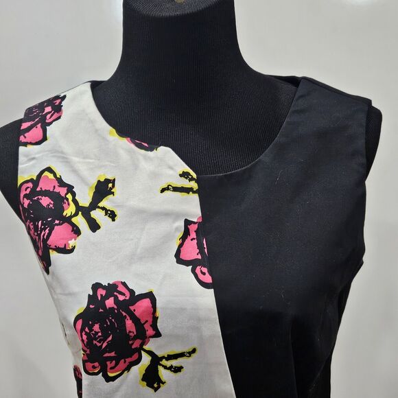 Yaly Couture Custom Tailored Top Medium Asymmetrical Floral Colorblock Artsy - Picture 4 of 10